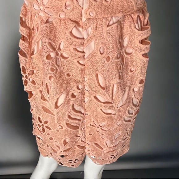 Dee Elly Floral Eyelet Halter Dress - Peach / Pale Coral / Size Small - Picture 10 of 15